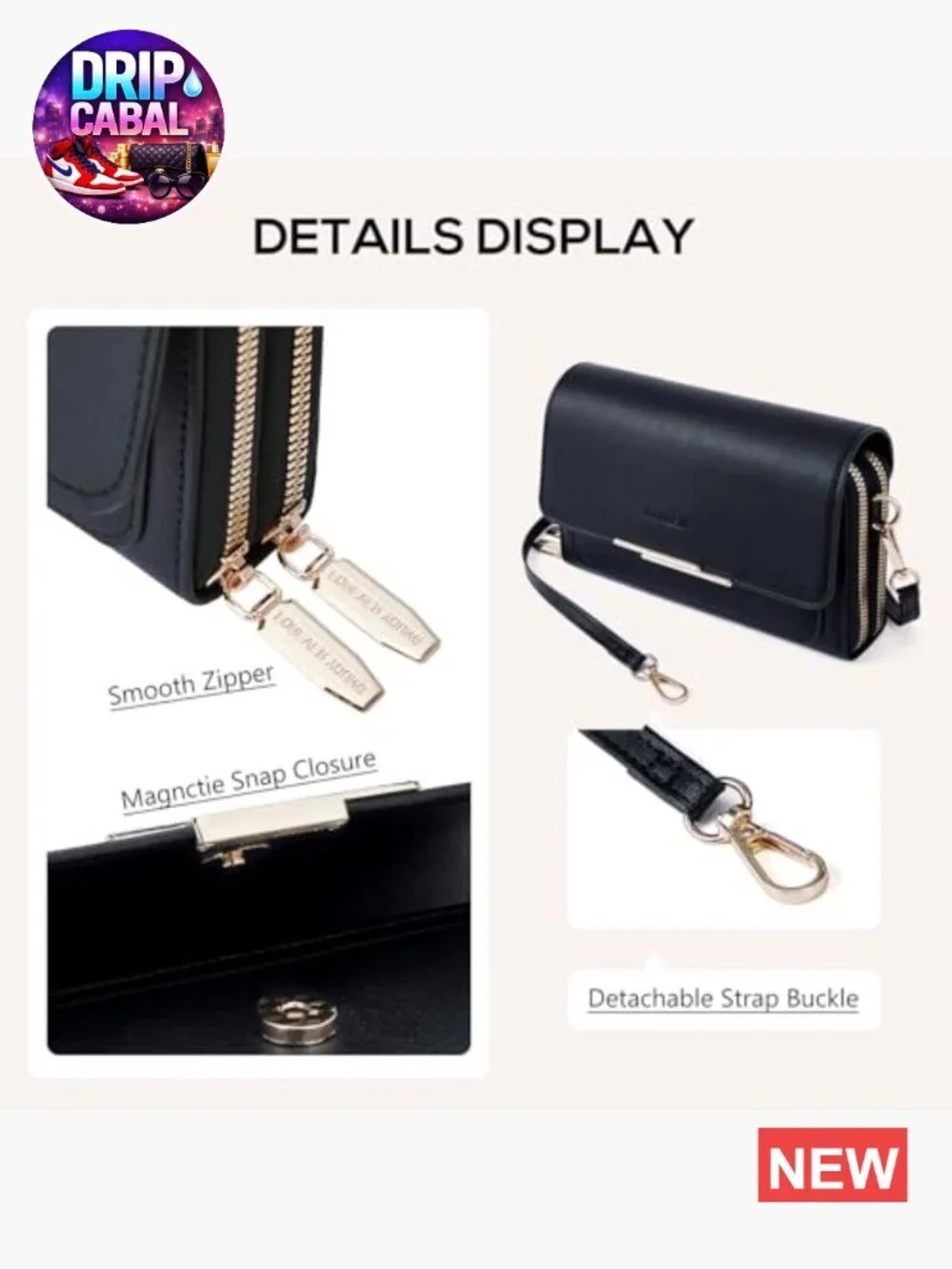 Faux Leather Small Crossbody Bag with Credit Card Slots
